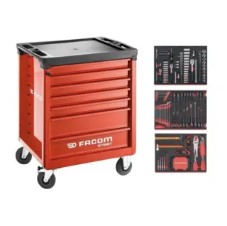 VERKTØYVOGN INKL.VERKTØY FACOM 7 SKUFFER START kit2, 3 skuffer med verktøy, Facom