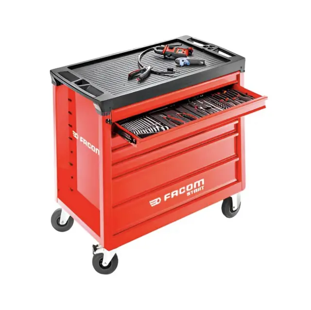 VERKTØYVOGN 7 SKUFFER INKL.VERKTØY Bred vogn, 4 skuffer med verktøy - Facom 