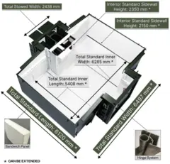 3-IN-1 EXPANDABLE SHELTER ISO CSC 20 foot container, 33m2, Flexible use