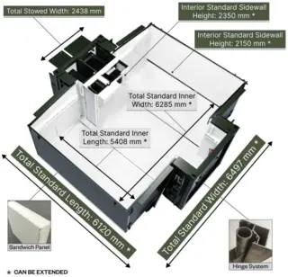 3 IN 1 EXPANDABLE SHELTER ISO CSC 20 foot container, 33m2, Flexible use