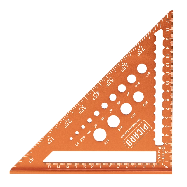 TØMMERVINKEL 180MM SPEEDSQUARE Aluminium, 0–90° m/ borelære Picard 