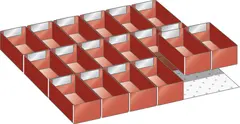 PARTITION MATERIAL SET 18 PLASTIC BOXES Dividers 27x27E (WxD) 459x459mm FH 75mm