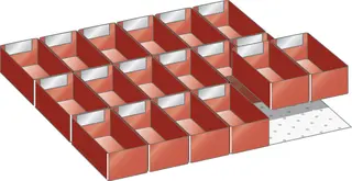 PARTITION MATERIAL SET 18 PLASTIC BOXES Dividers 27x27E (WxD) 459x459mm FH 75mm