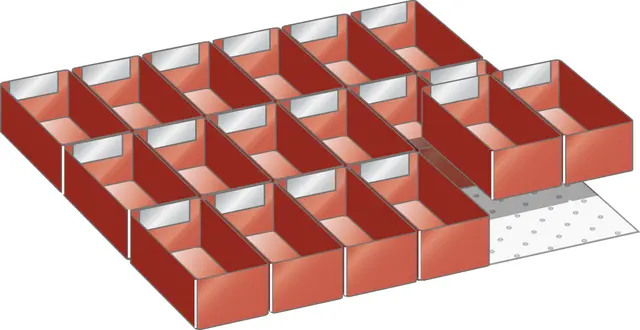 PARTITION MATERIAL SET 18 PLASTIC BOXES Dividers 27x27E (WxD) 459x459mm FH 75mm 