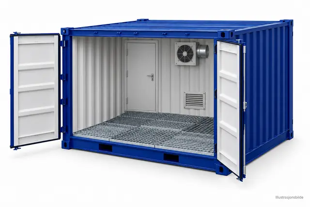 KJEMI CONTAINER 10 FOT ISO M/SIDEÅPNING Ventilasjon, personaldør + 