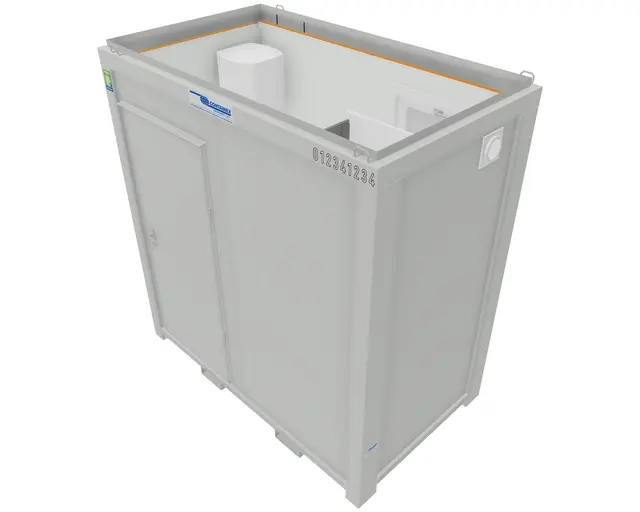 MODULBOKS 8 FOT ISOLERT CONTAINER Lys- varme, dusj, vann 2400x1400x2540mm 