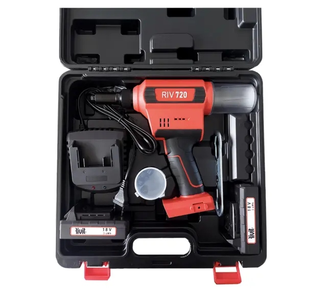 POPNAGLEPISTOL Ø2,4 - Ø6,4  18V RIV720 For popnagler, Plastkoffert, Rivit 