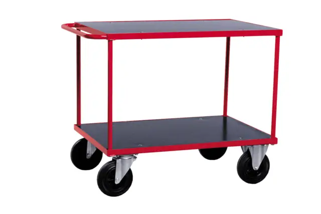 BORDVOGN 2 PLAN M/BREMS 1000X600MM H1000mm, Hjul Ø200mm, 22 kg, Rød 