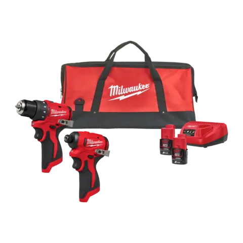 DRILL OG SLAGSKRUTREKKER M12 POWERPACK Inkl 2 batteri og lader - Milwaukee