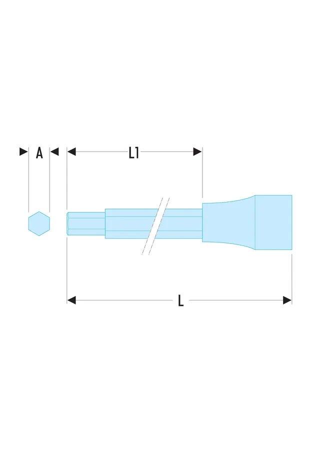 PIPE 1/2" DR. INNVENDIG SEKSKANT 6MM Unbrako L=220mm, Facom 