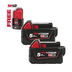 BATTERISETT 2STK M18 5,0A B52 Inkl. 1stk M12 2,0Ah - Milwaukee