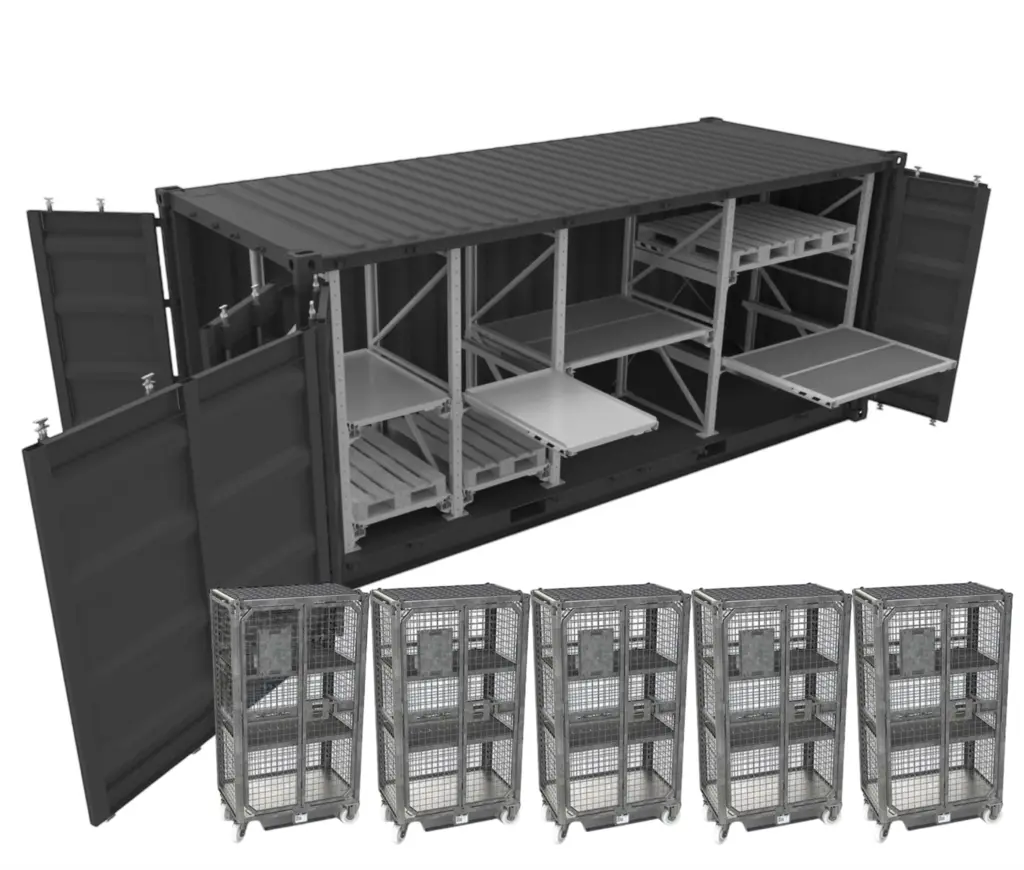 CONTAINER HEAVY LOAD 20´RIGHTSIDE ACCESS Racking+ locker, Low Cube, FTC 