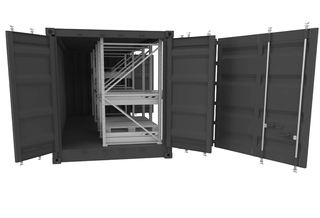 CONTAINER HEAVY LOAD 20´RIGHTSIDE ACCESS Racking+ locker, Low Cube, FTC 