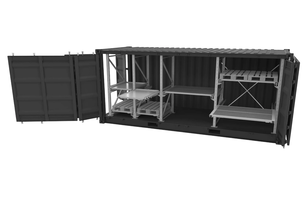 CONTAINER HEAVY LOAD 20´RIGHTSIDE ACCESS Racking+ locker, Low Cube, FTC 