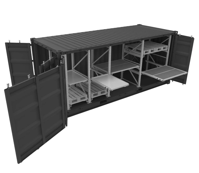 CONTAINER HEAVY LOAD 20´RIGHTSIDE ACCESS Racking+ locker, Low Cube, FTC 