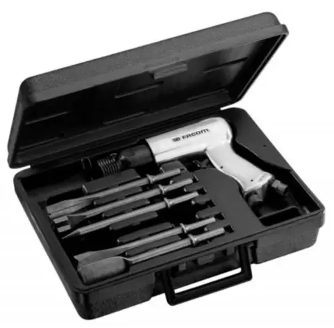 MEISELHAMMER PISTOL 6-KANT TRYKKLUFT SET V.321FH, koffert, 4 x meisler,  Facom