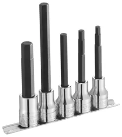 SEKSKANTPIPESETT LANG 1/2&quot; DR 6-12MM 5PC Unbrakopipe lang, 6-7-8-10-12mm, inv.