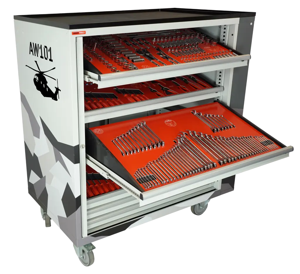 ROLLER CABINET AVIATION AW101 Inclined drawers, side cabinet, FTC 