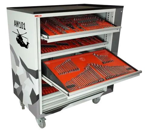 ROLLER CABINET AVIATION AW101 Inclined drawers, side cabinet, FTC