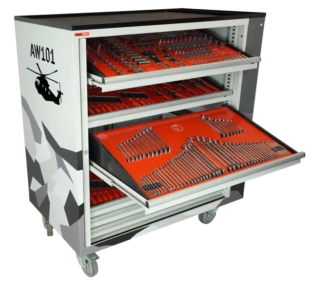 ROLLER CABINET AVIATION AW101 Inclined drawers, side cabinet, FTC 