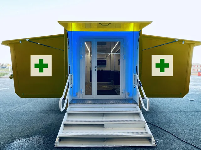 MOBILE FLEXMODULE TRAILER EXT. FIRST AID 3 in 1 solution, 3500 kg, 28m2 
