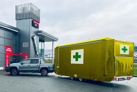 MOBILE FLEXMODULE TRAILER EXT. FIRST AID 3 in 1 solution, 3500 kg, 28m2