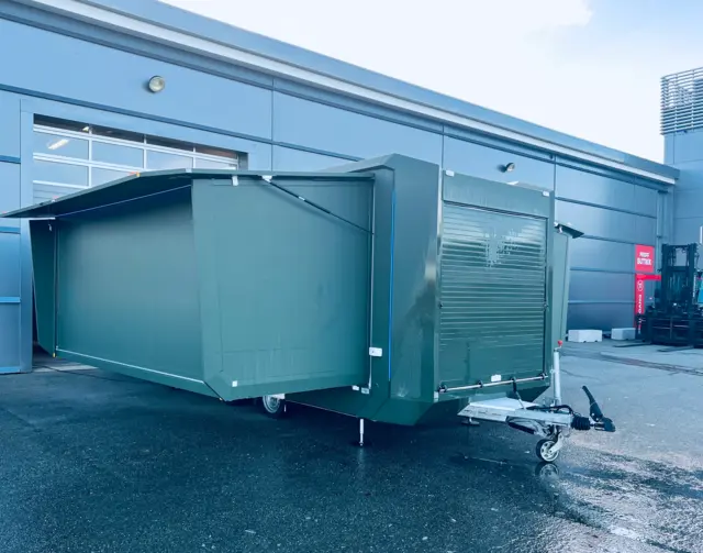 MOBILE FLEXMODULE TRAILER EXT. DEFENCE 3 in 1 solution, 3500 kg, 28m2 