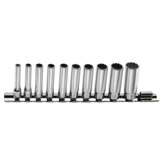 PIPESETT LANG 1/4&quot; TOLVKANT AF 10 DELER 3/16&quot; - 9/16&quot; - Facom