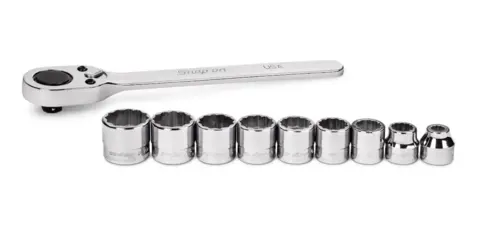 PIPESETT 3/8" DR 8-18MM 12KANT M/SKRALLE 210RAFMA - 10 Deler - Snapon