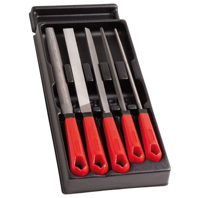 FILSETT 5STK FILER 8"/200MM FACOM Flat- halvrund- firknt- treknt & rundfil 