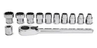 PIPESETT 1/4&quot; DR. 12PT M/SKRALLE METRISK 112RTMA - 12 Deler - Snapon