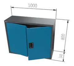 VEGGSKAP 2 X D&#216;RER B1000XD350XH800MM Overskap, Hylle, NCS S 6502-B, RFID/ l&#229;s