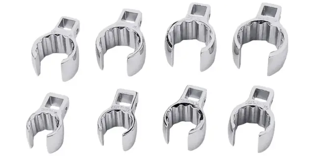 KRÅKEFOT SETT 3/8" TOLVKANT 5/8 - 1-1/6" Ring 8 Stk Snapon 