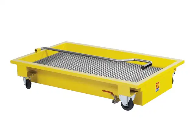 OLJEOPPSAMLER LAVTBYGGENDE HJUL 120L 120 liter, drenering, Hjulbase 