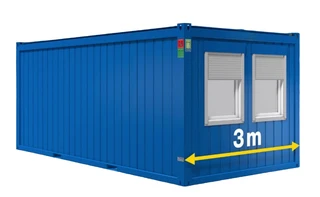 &#197;PEN MODUL  - 20 FOT, D&#216;R, 2 VINDU XL Isolert Ral 5010 Bl&#229;. Container
