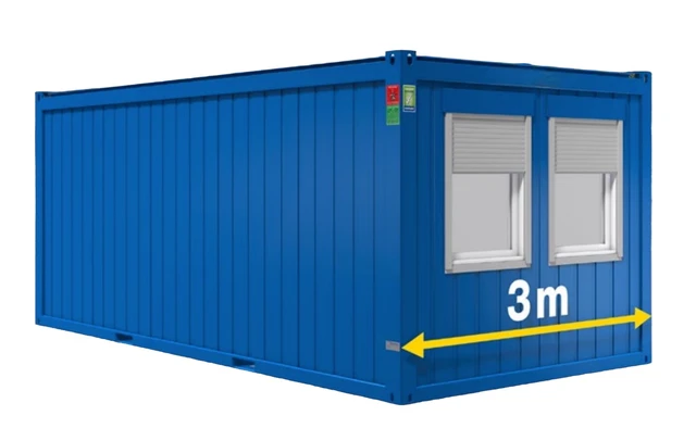ÅPEN MODUL  - 20 FOT, DØR, 2 VINDU XL Isolert Ral 5010 Blå. Container 