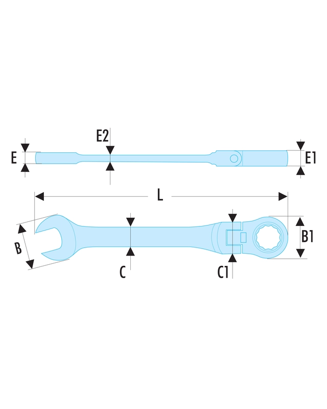 KOMB. NØKKEL 13MM M/SKRALLE OG LEDD 467BF - Facom 