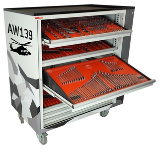 ROLLER CABINET AVIATION AW139 Inclined drawers, side cabinet, FTC