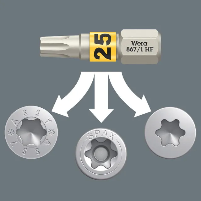 BITS 1/4" TORX® HF TX15 25MM 867/1 HF - Wera 