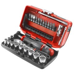 PIPESETT 1/4" DR. 7/32 - 9/16" TOLVKANT 38 deler RL.NANO-U112 - Facom