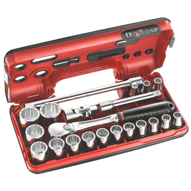 PIPESETT 1/2" DR. 8-32MM TOLVKANT 21 DELER SL.DBOX112 - Facom 