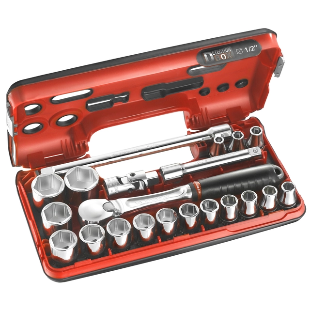 PIPESETT 1/2" DR. 8-32MM SEKSKANT 21 DELER SL.DBOX1 - Facom 