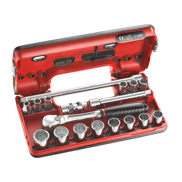 PIPESETT 3/8" DR. 8-22MM TOLVKANT 18 DELER JL.DBOX112 - Facom 