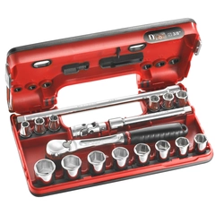 PIPESETT 3/8&quot; DR. 8-22MM SEKSKANT 18 DELER JL.DBOX1 - Facom