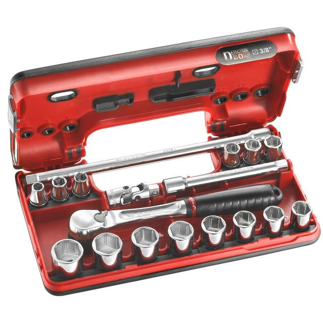 PIPESETT 3/8" DR. 8-22MM SEKSKANT 18 DELER JL.DBOX1 - Facom 