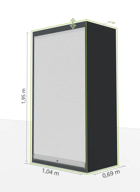 VERKSTEDSKAP M. RULLEPORT 1038X691X1950 54X27E, NCS 6502-B, grå, Lista