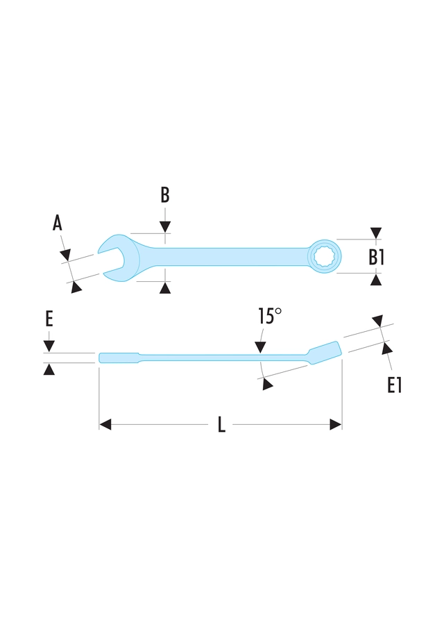 KOMBINASJONSNØKKEL 55MM EKSTRA LANG 40 15 Grader Facom 