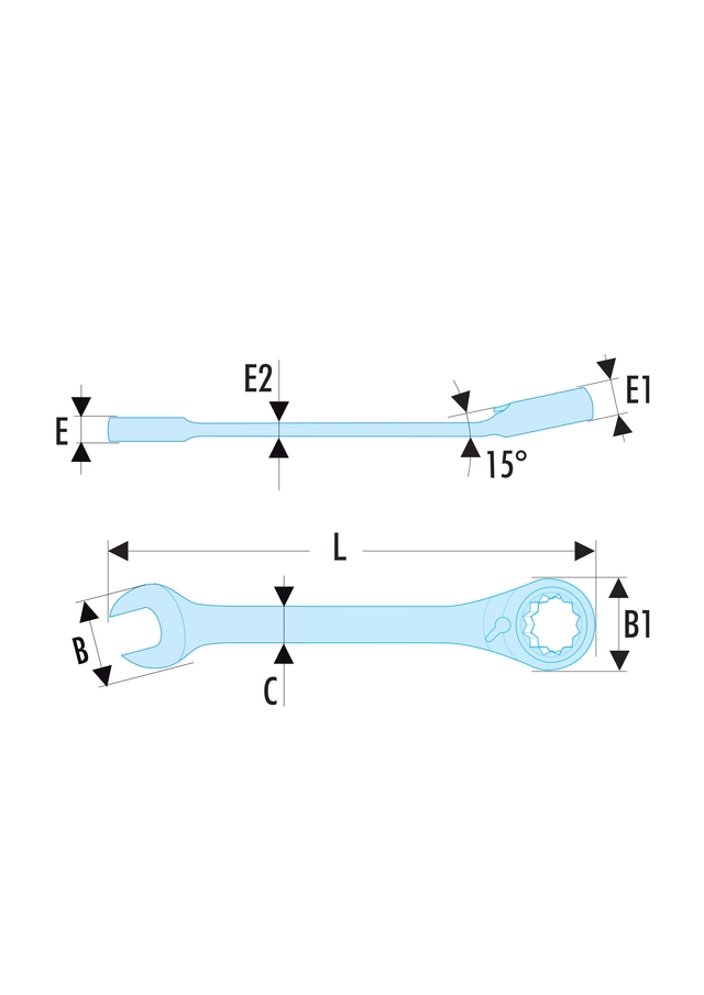 KOMB. NØKKEL 11MM M/SKRALLE OG VENDER 467B - Facom 