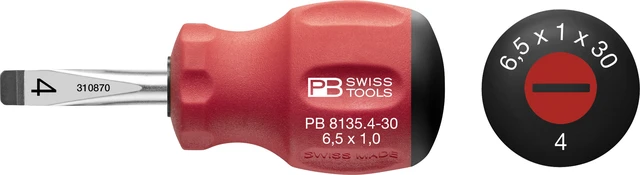 SKRUTTREKKER RETT NR.4 STUBBY PB 8135 1x6.5X30mm SwissGrip - PB Swiss Tools 
