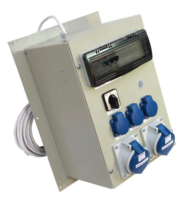 CONTAINERINNTAK 32A 230V 12kW, Lysbryter, 3 x 230v, 2 x 16A-3P 